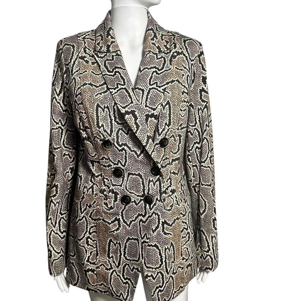 CAbi Snake Print Blazer - Black and Brown 10 Buttoned